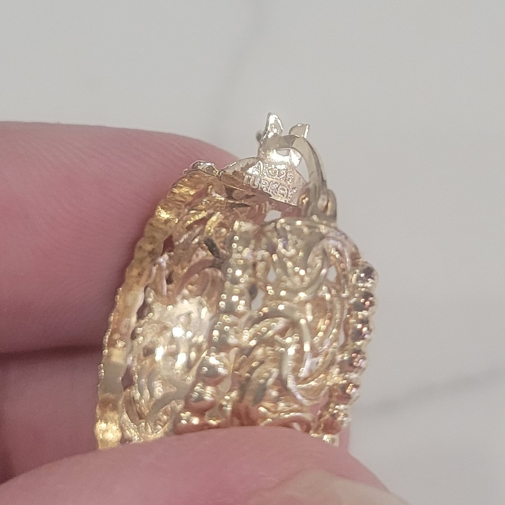 Ross Simon Sterling Silver Gold Plated Textured Statement Earrings - Picture 4 of 6